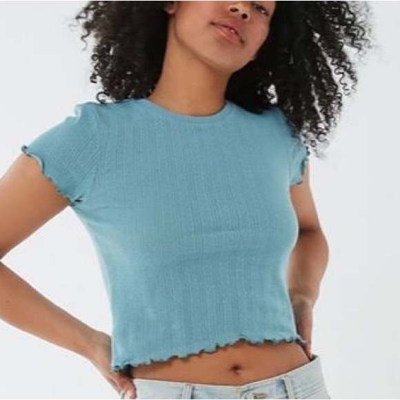 UO The Pointelle Lettuce Edge Baby Tee - Picture 2 of 6